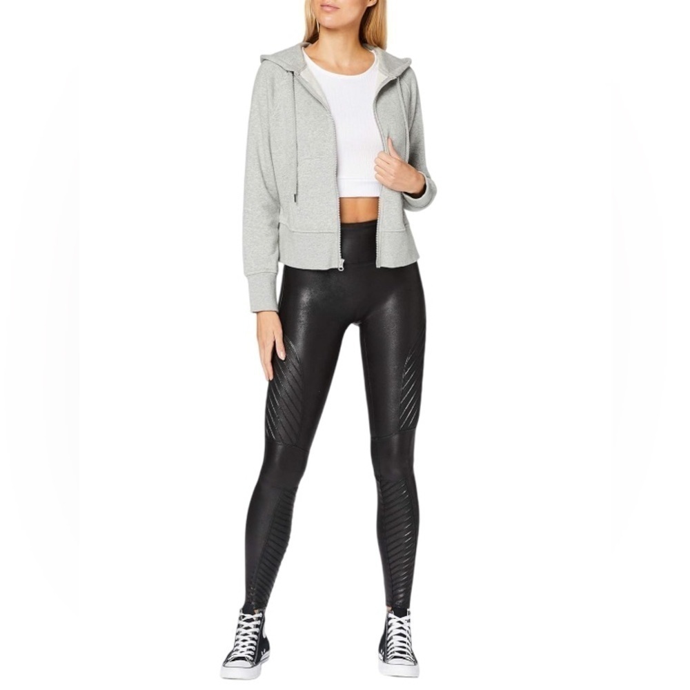 Spanx Faux Leather Moto Leggings Black Size Small